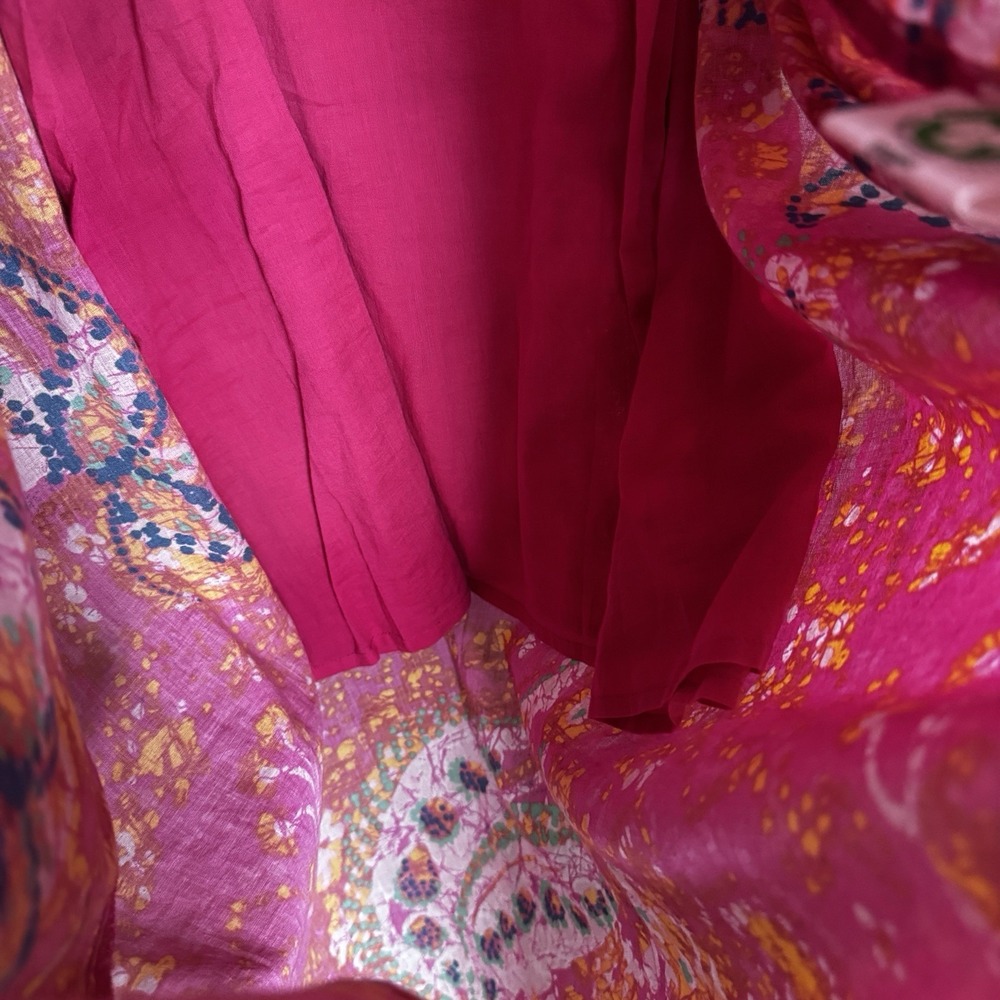 Cleobella Rohita Kaftan Dress‎ Pink Midi Shift Floral Cotton Size L NO BELT Pink - Picture 7 of 12